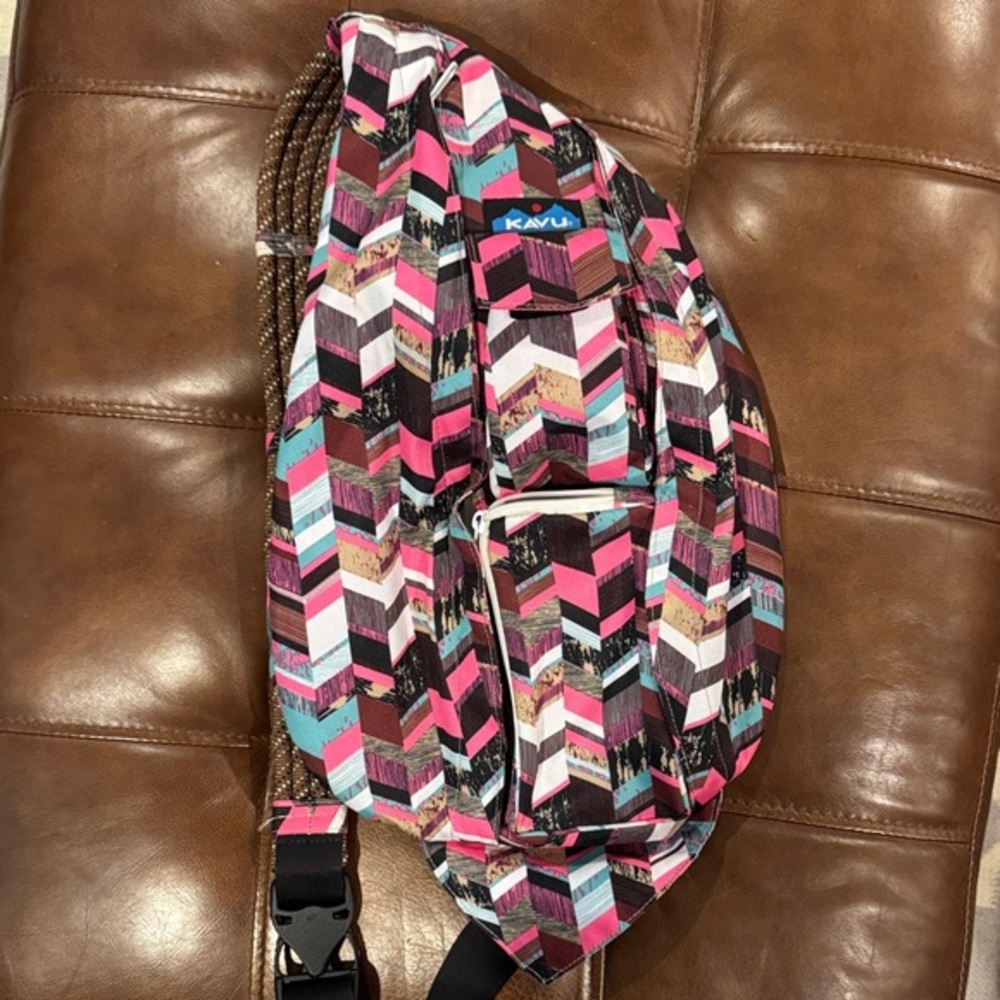 Kavu Chevron Pattern Sling Bag - Pink, Brown, Blue
